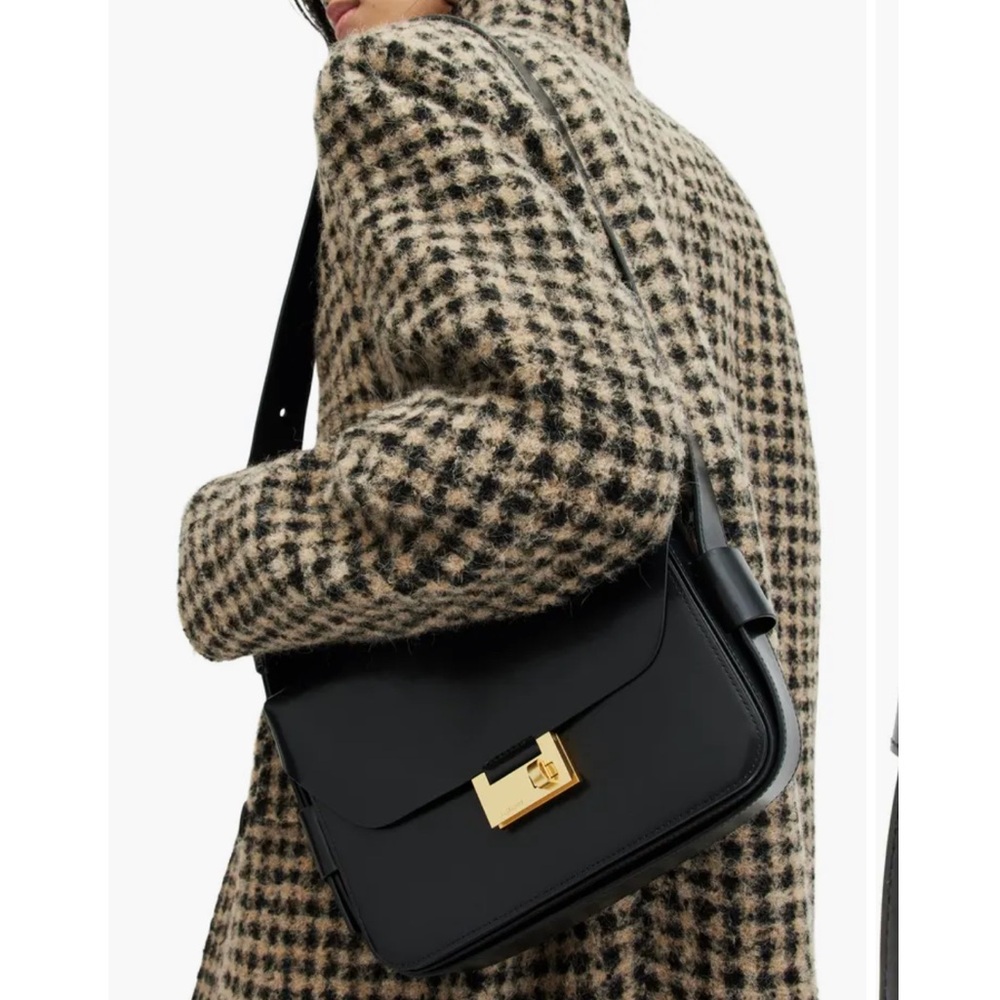 NWT All Saints Etienne Black Leather Shoulder Bag - Picture 5 of 16